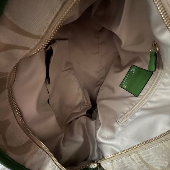 Coach Poppy Cream and Green Tote with Signature Design - Picture 7 of 7